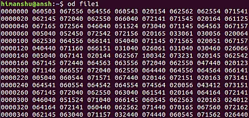 Linux od コマンド出力