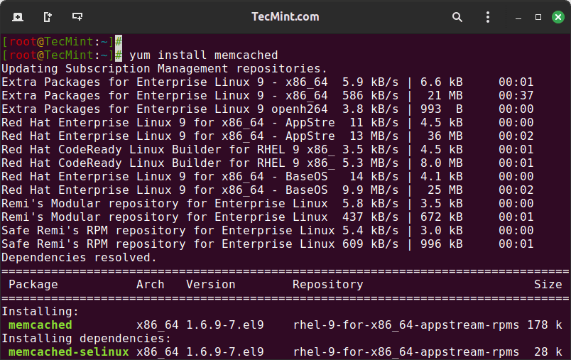 RHEL 9にMemcachedをインストールする