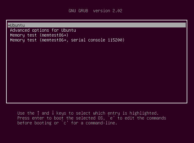 Ubuntu Grub メニュー