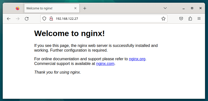 Nginx ページを確認する