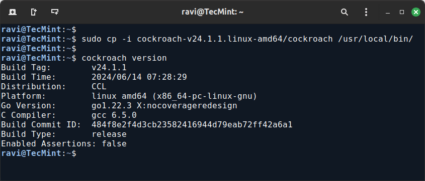 CockroachDB のバージョンを確認する